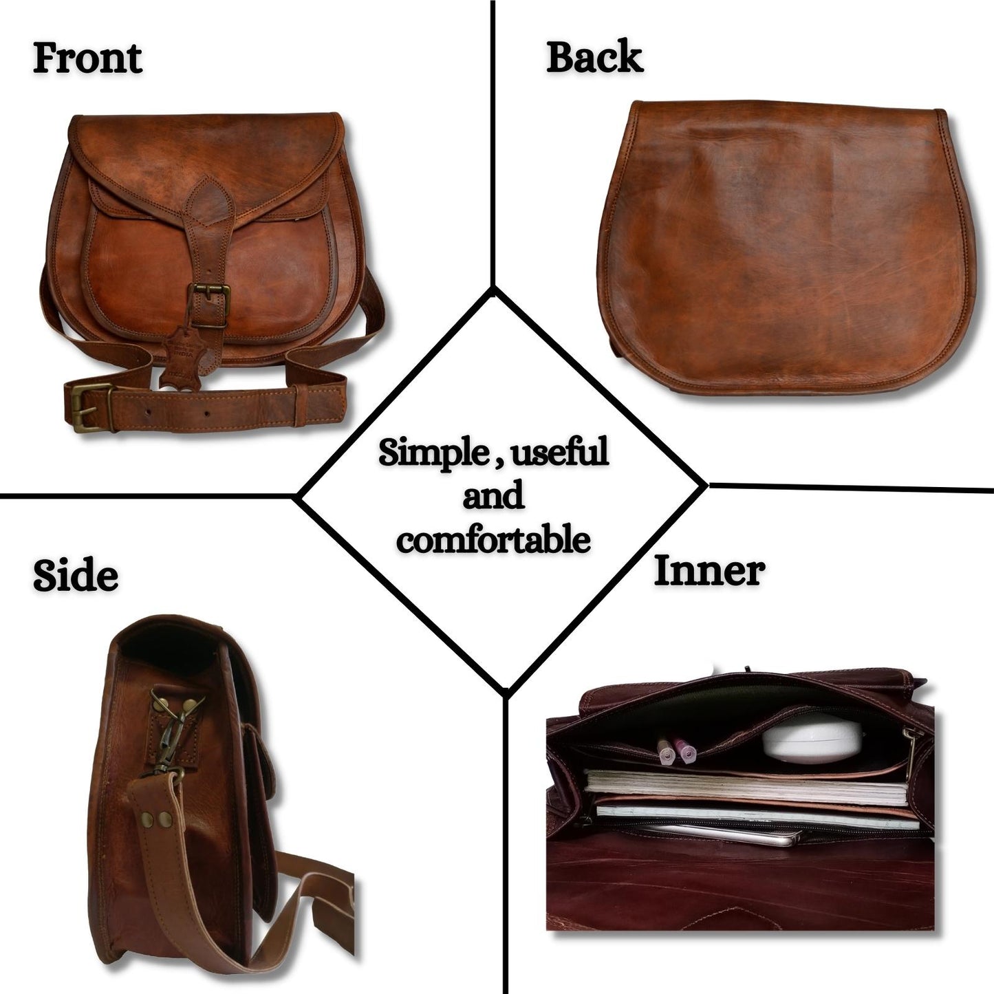 Womens Genuine Leather Vintage Shoulder Sling Crossbody Office Purse