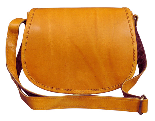 Women's Saddle Crossbody Handbag Genuine Leather Evening Shoulder Sling Bag-YELLOW
