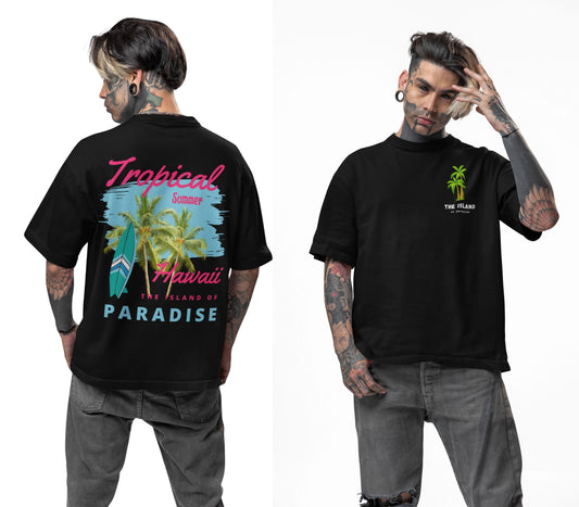 Oversized Drop Shoulder Graphic Printed Half Sleeve T-Shirt for Men | Round Neck t-Shirt 100% Cotton (240gsm) | Beach Wear Tshirt