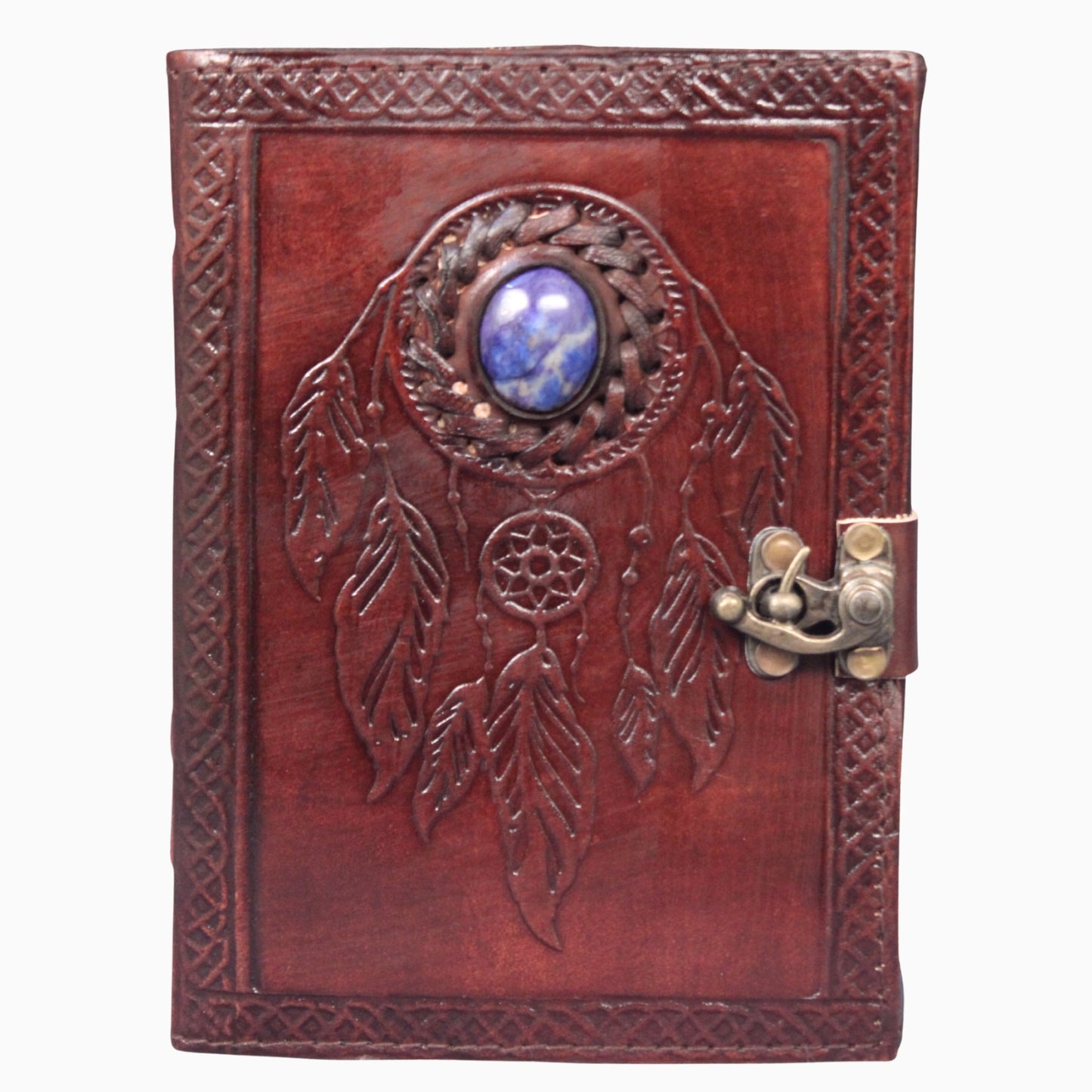 Genuine Leather Bound Dream Catcher Grimoire Plain Small Diary Writing Notebook