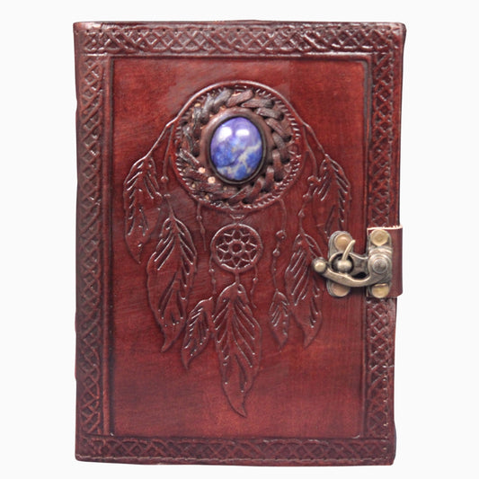 Genuine Leather Bound Dream Catcher Grimoire Plain Small Diary Writing Notebook