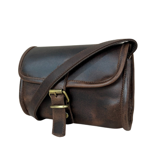 Madosh Genuine Leather Women’s Shoulder Brown Crossbody Flap Over Small Sling Side Purse