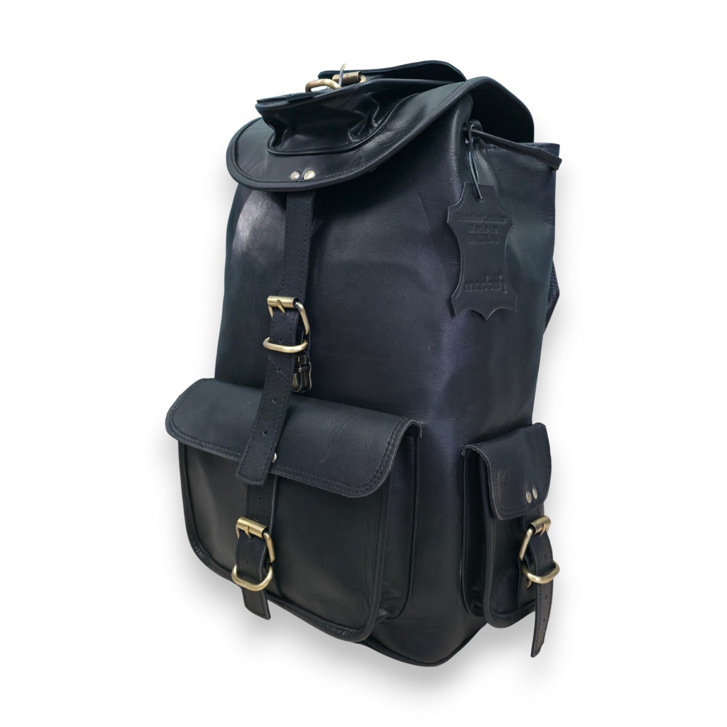 MADOSH Genuine Leather Backpack for Men – Vintage Black Leather Rucksack, Travel Hiking Camping Bag,Backpack with Multiple Pockets & Adjustable Straps. Terra Series (Ranger)