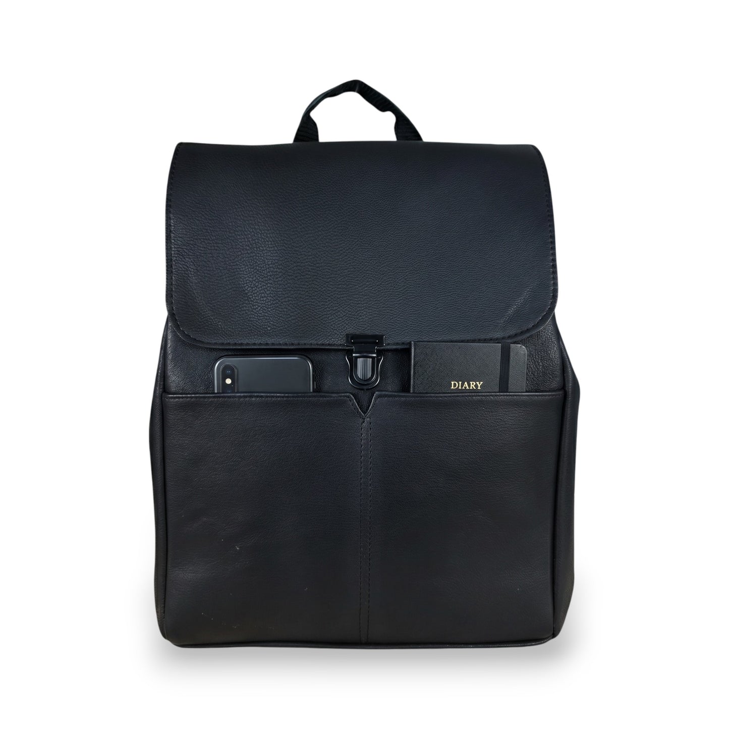 Madosh Black Genuine Leather Unisex Backpack Casual Travel Rucksack Daypack