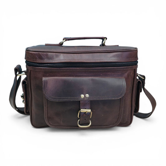 Madosh -Genuine Brown Leather DSLR Camera Bag | Camera Shoulder Messenger Bag Case| Photographer’s DSLR Crossbody Handbag | Camera Carry Top Handle shoulder Bag | Camera Case Bag