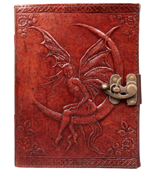Genuine Leather Bound Journal Angel Embossed Grimoire Diary Spell Book Writing Notebook Brown Book Of Shadow