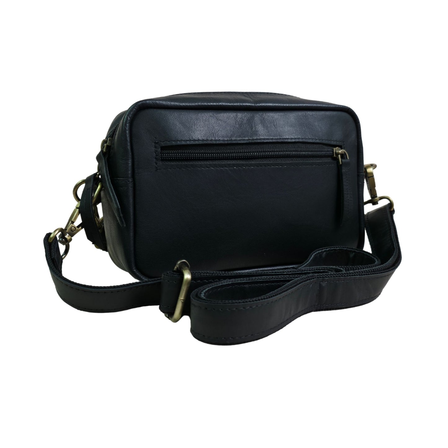 Unisex Genuine Leather Waist Bag & Crossbody Sling | 2-in-1 Travel Pouch with Adjustable Strap | Small Everyday Carry Bag Fanny Pack/Shoulder Bag for Men & Women (Black)
