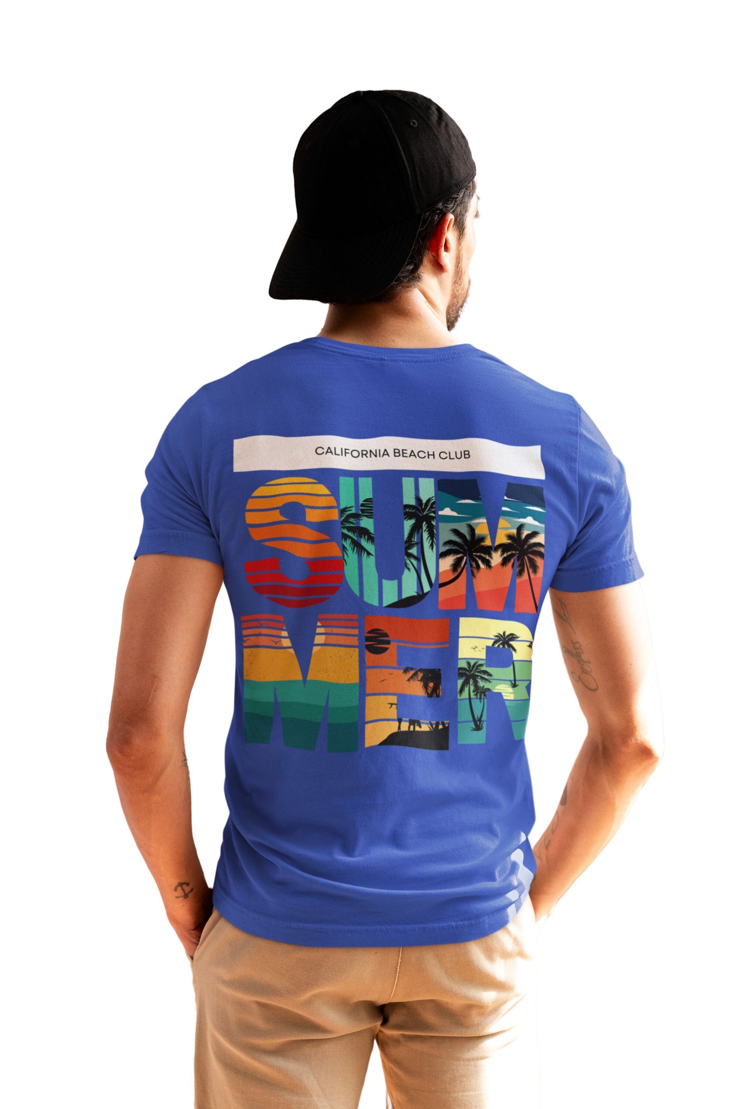 Recycled Cotton Regular Fit Men's T-Shirt | Mens Printed Tshirt | Mens Round Neck Summer Holiday Tshirt (IN, Alpha, S, Regular, Blue)