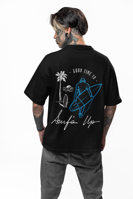 Oversized Drop Shoulder Graphic Printed Half Sleeve T-Shirt for Men | Round Neck t-shirt for Men 100% Cotton (240gsm) | Sizes available XS to XL (IN, Alpha, XL, Plus, Black)