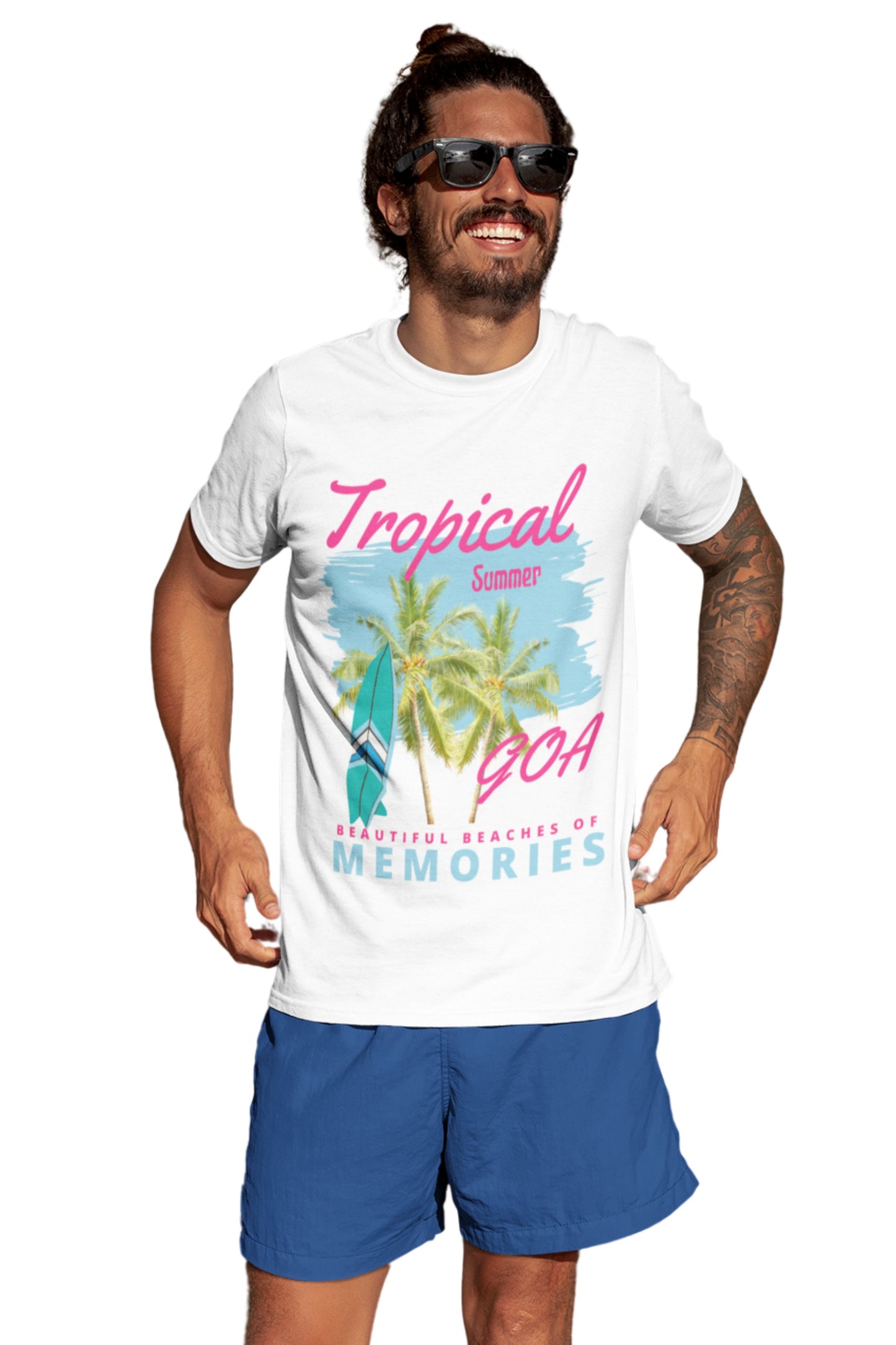 Men's 100% Cotton Goa Printed t-shirt | Round Neck Summer Holidays t-shirt | Half Sleeve Graphic Tshirt (IN, Alpha, S, Regular, White)