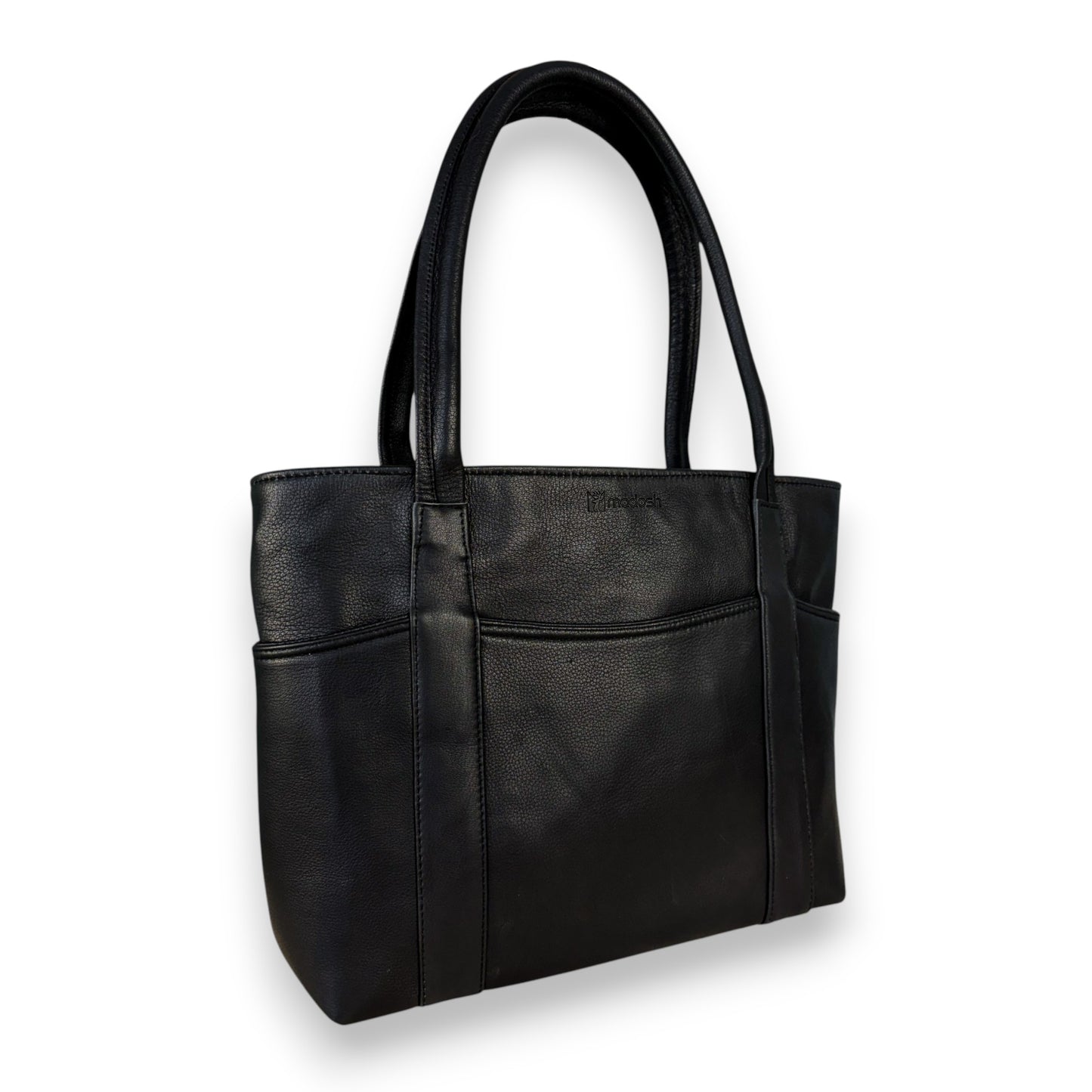 Genuine Leather Tote Bag for Women – Large Shoulder Handbag with Multiple Pockets | Work, Laptop & Travel Purse | Stylish Classic Bag for Office, Casual, Business, Gift (Black)