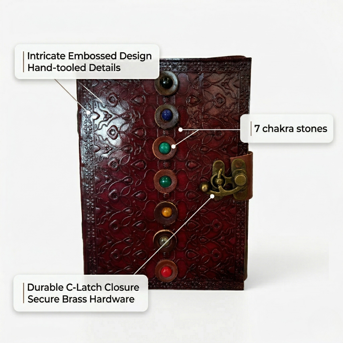 Brown Embossed Seven Stones Diary Genuine Leather Everyday Oragniser