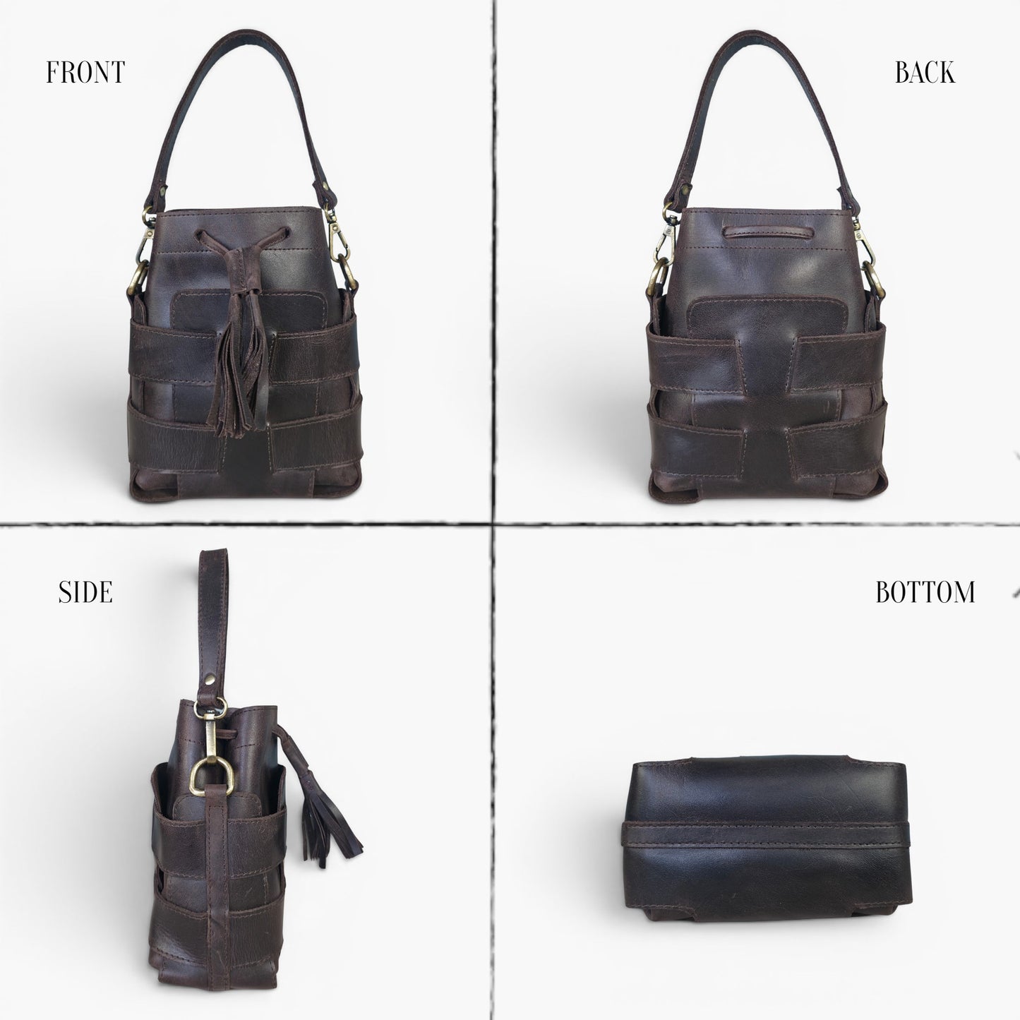 Women's Genuine Leather Bucket Bag  Crossbody Brown bag Cocoon collection