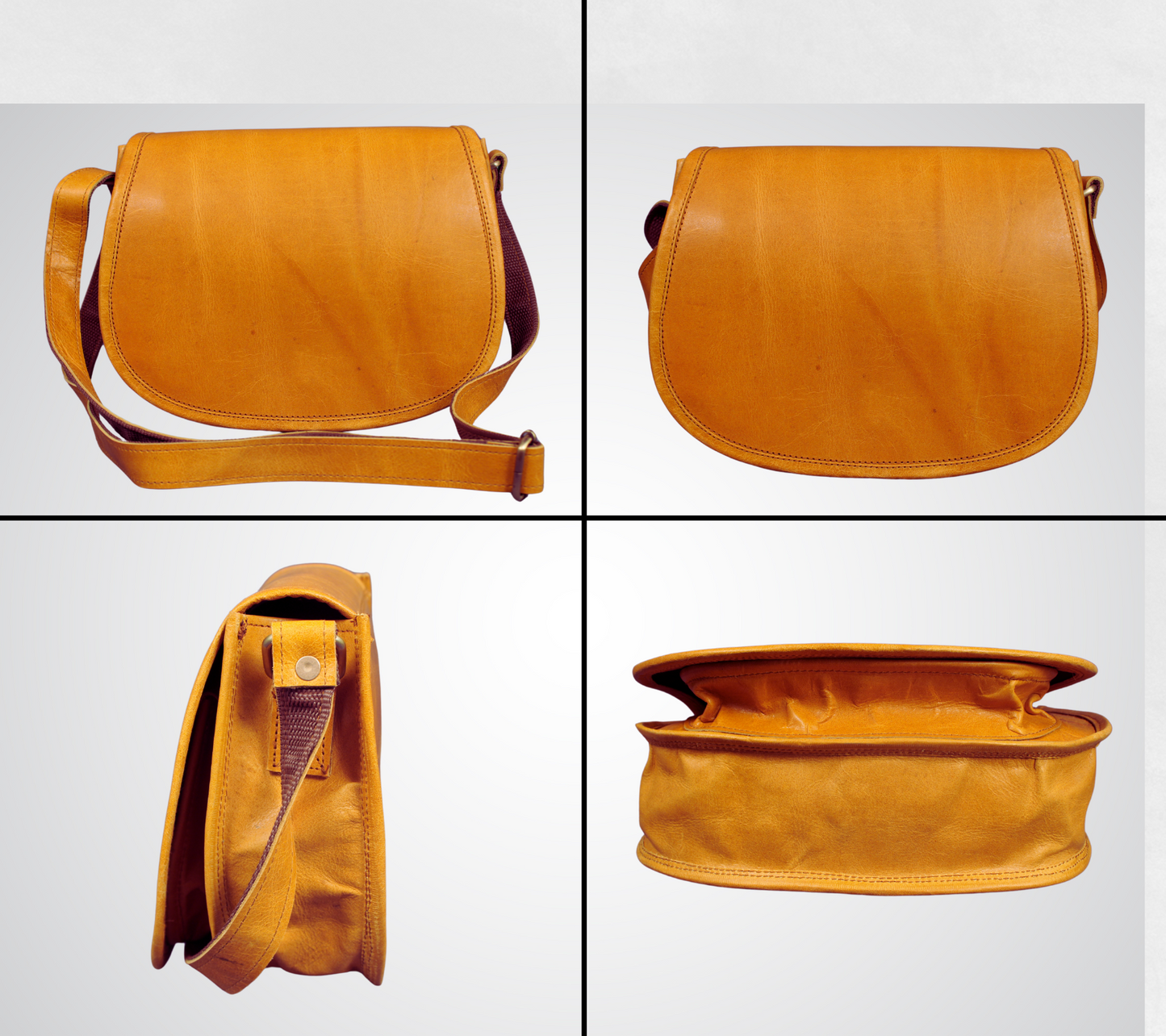 Women's Saddle Crossbody Handbag Genuine Leather Evening Shoulder Sling Bag-YELLOW