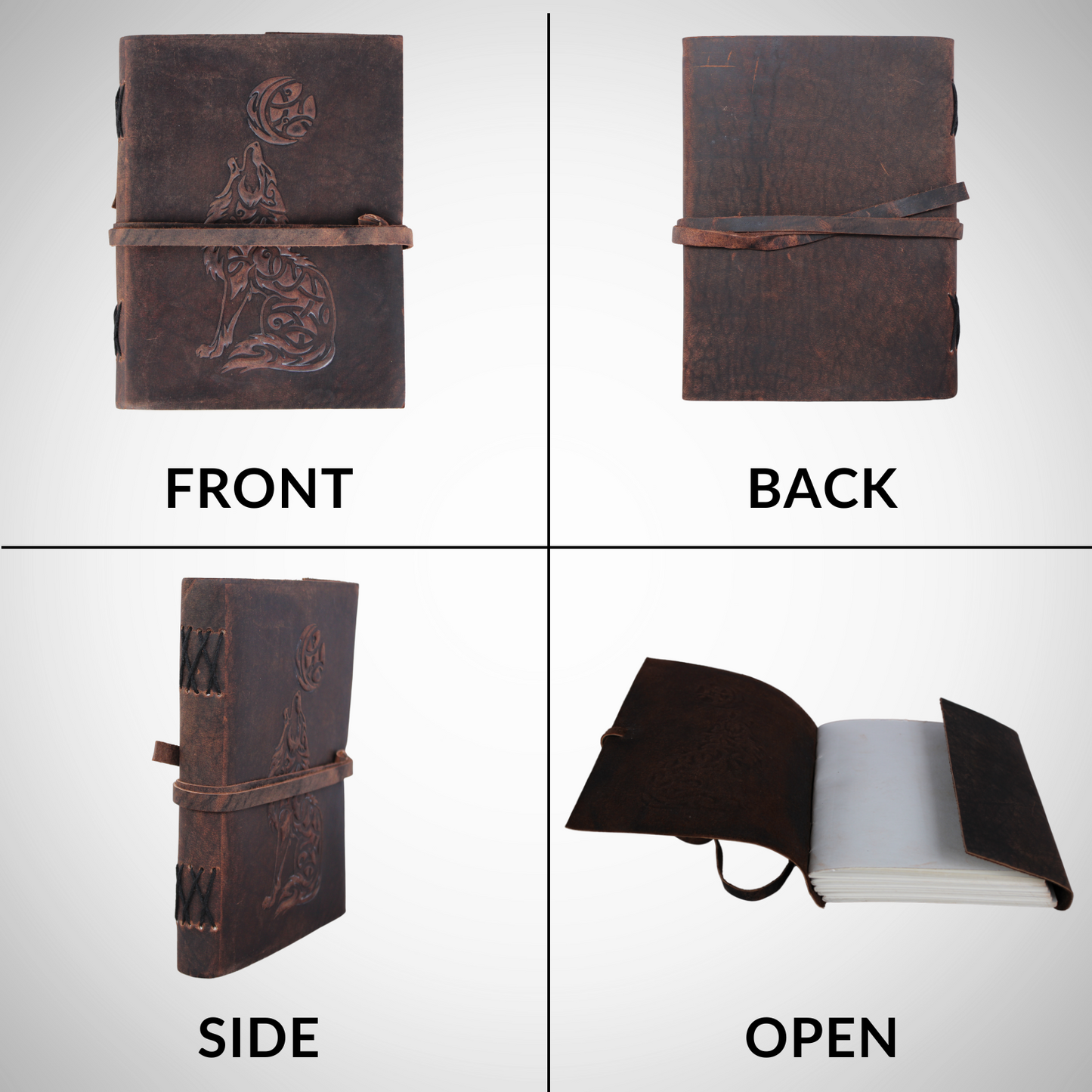 Leather Bound Journal Brown Writing Diary Plain Notebook Embossed Sketch Notepad