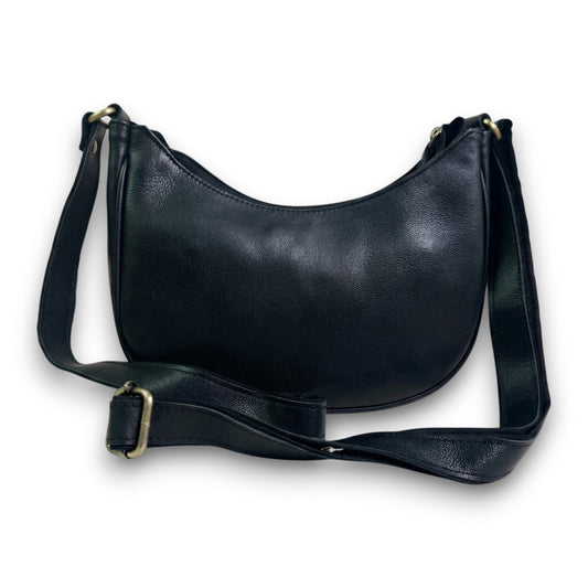 Madosh Genuine Leather Half Moon Crossbody Bag for Women – Small Crescent Shoulder Purse, Minimalist Black Handbag