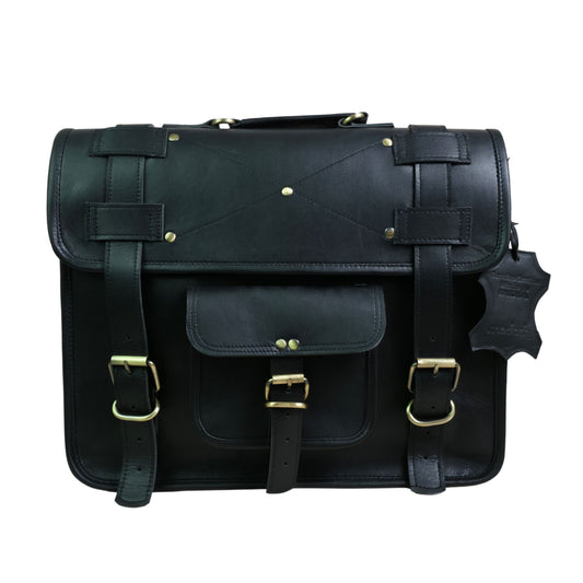 Men's Genuine Leather Brown Briefcase Laptop Crossbody Office Bag