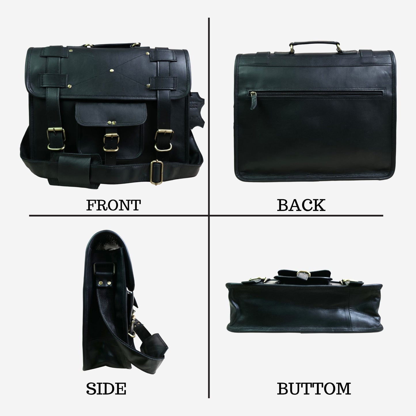 Men's Genuine Leather Brown Briefcase Laptop Crossbody Office Bag