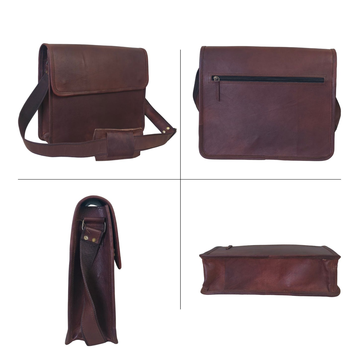 Men's Genuine Leather Crossbody Ipad Bag Flap Over Shoulder Laptop Office Bags