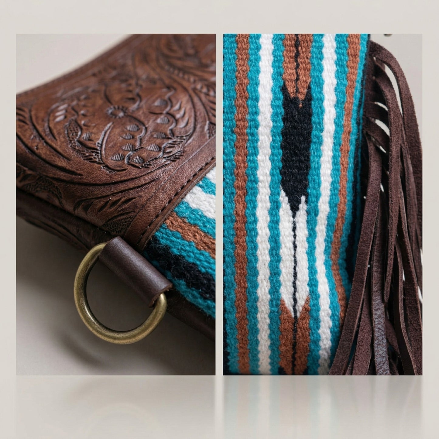 Madosh, Women’s Crossbody Bag Genuine Leather Fringe handbag Sling Purse for Women Saddle Blanket Bag Embossed Handcrafted Bag