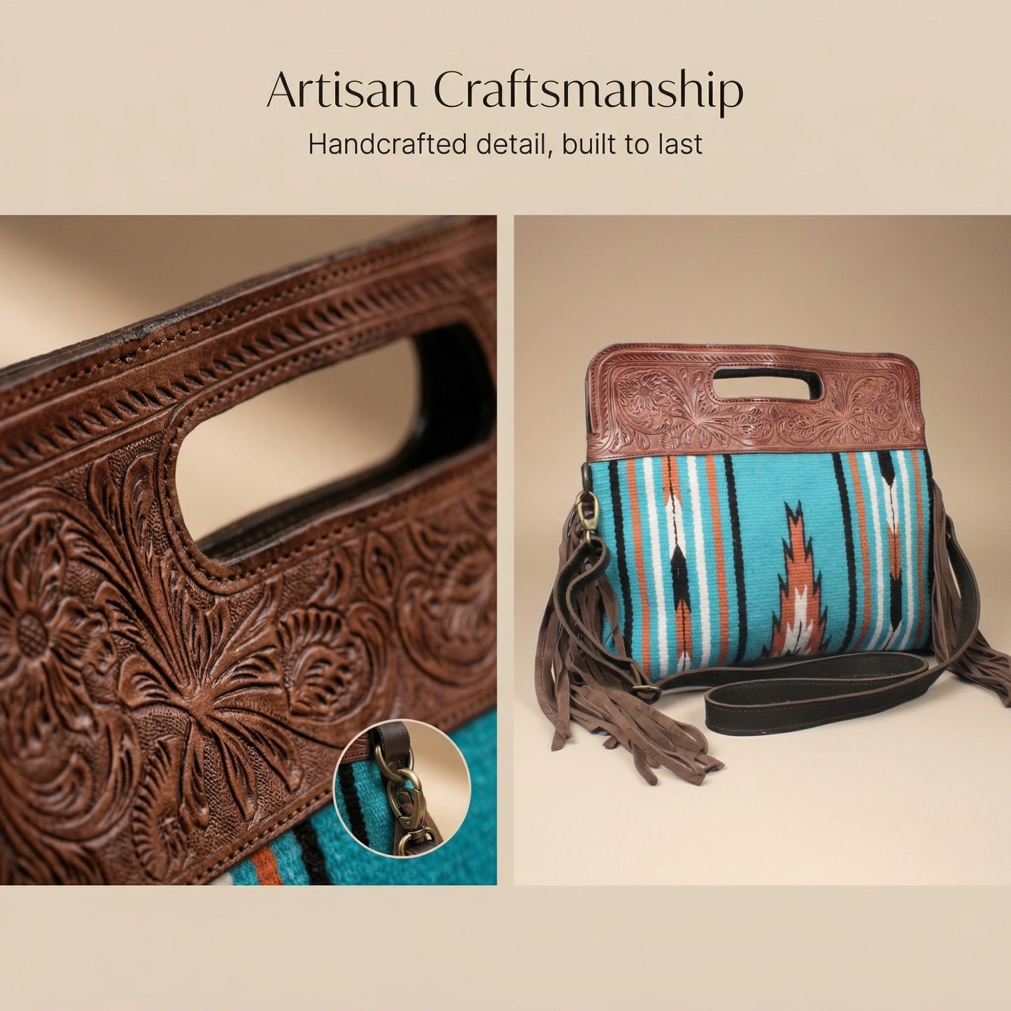 Madosh, Western Style Tote Bag for Women Bohomian Turquoise Aztec Embossed Crossbody Purse Saddle Slingbag