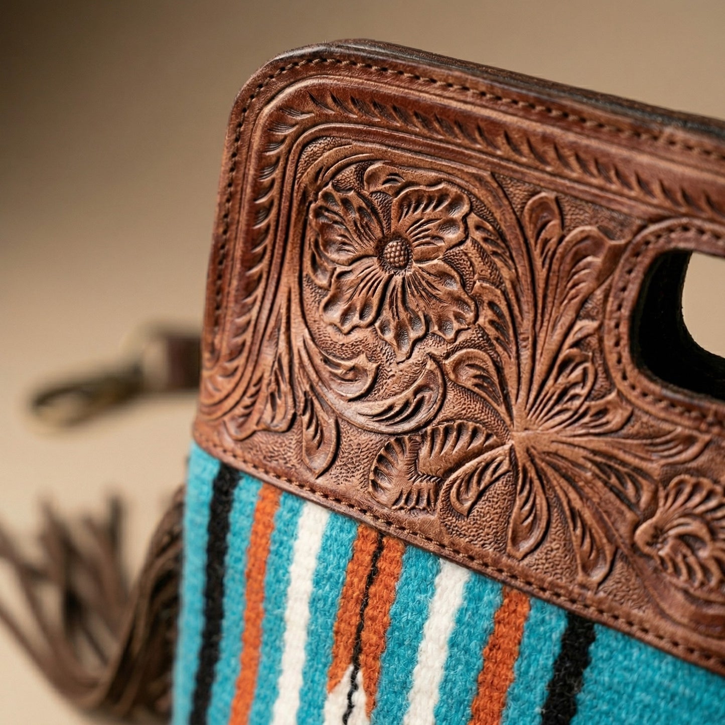 Madosh, Western Style Tote Bag for Women Bohomian Turquoise Aztec Embossed Crossbody Purse Saddle Slingbag