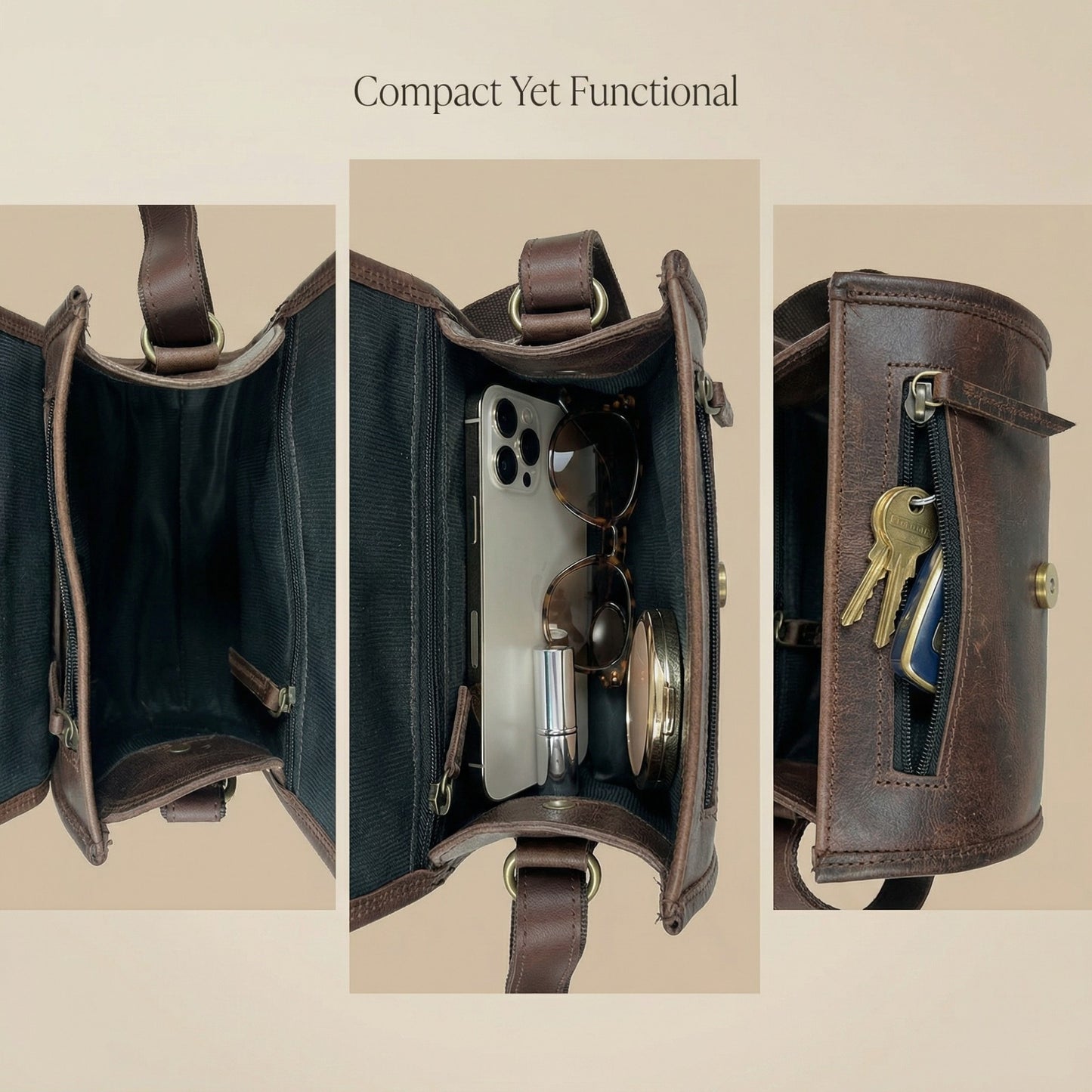 Madosh Genuine Leather Women’s Shoulder Brown Crossbody Flap Over Small Sling Side Purse