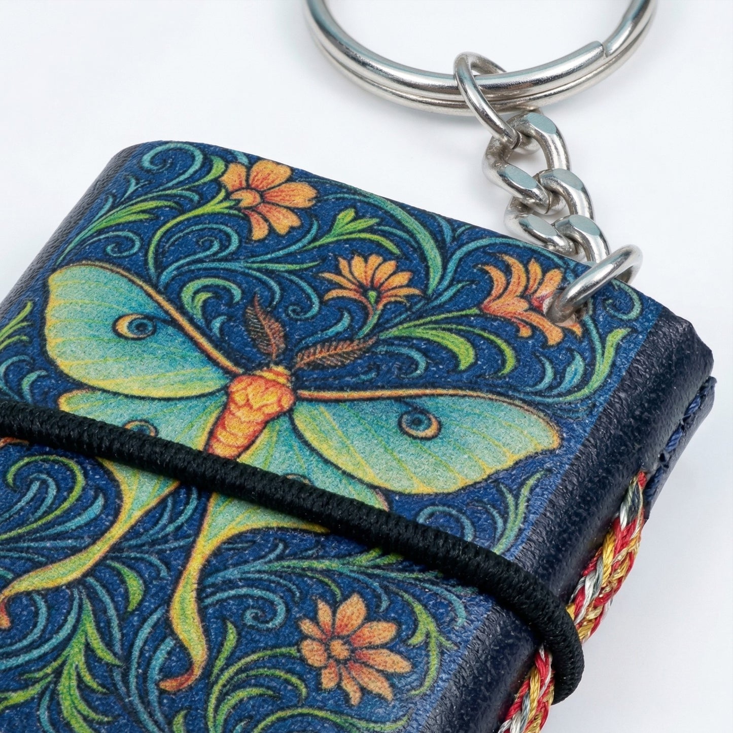 Madosh Mini Notebook Keychain Pack of 4 – Pocket Leather Journal Keychains with Elastic Closure, Portable Mini Memo Pad for Notes, To-Do Lists, Travel, printed keychain for Women & Men