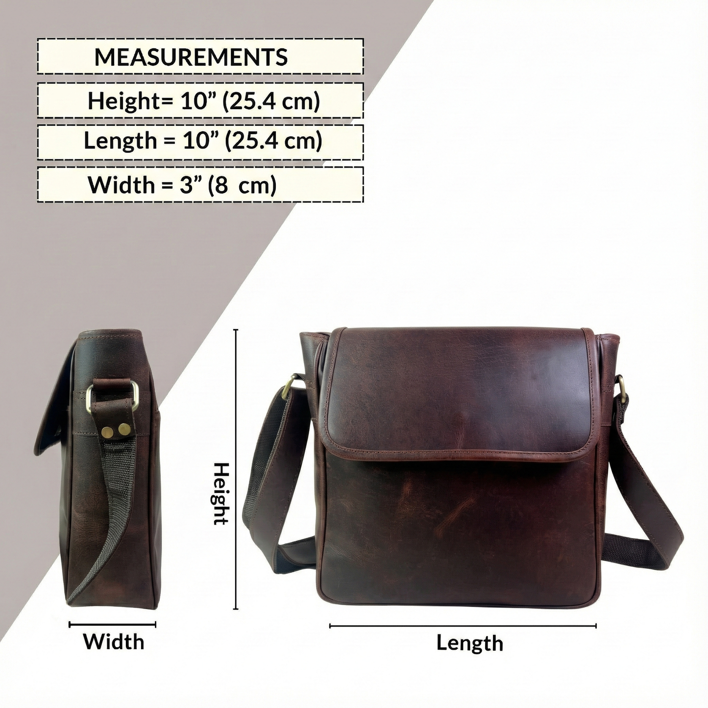 Madosh Genuine Leather Crossbody Bag Women Shoulder Messenger Purse Satchel Brown