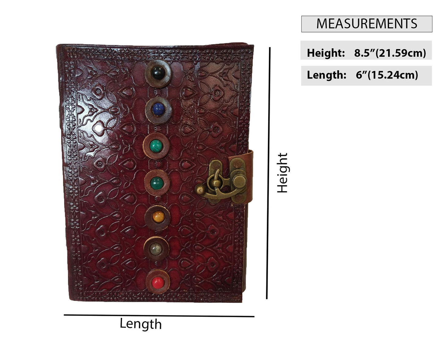 Brown Embossed Seven Stones Diary Genuine Leather Everyday Oragniser