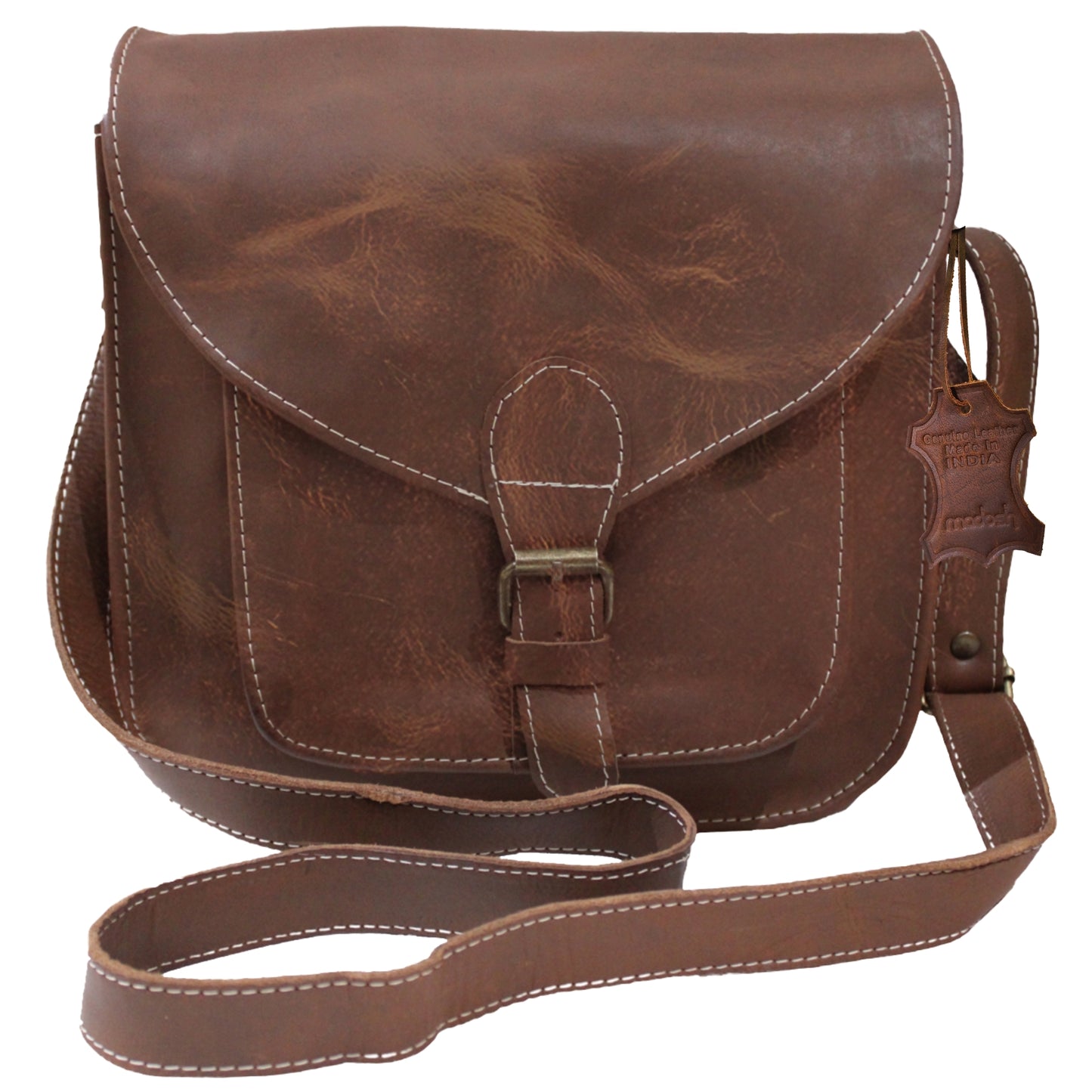 Madosh Women Genuine Leather Crossbody Shoulder Bag  Saddle Purse