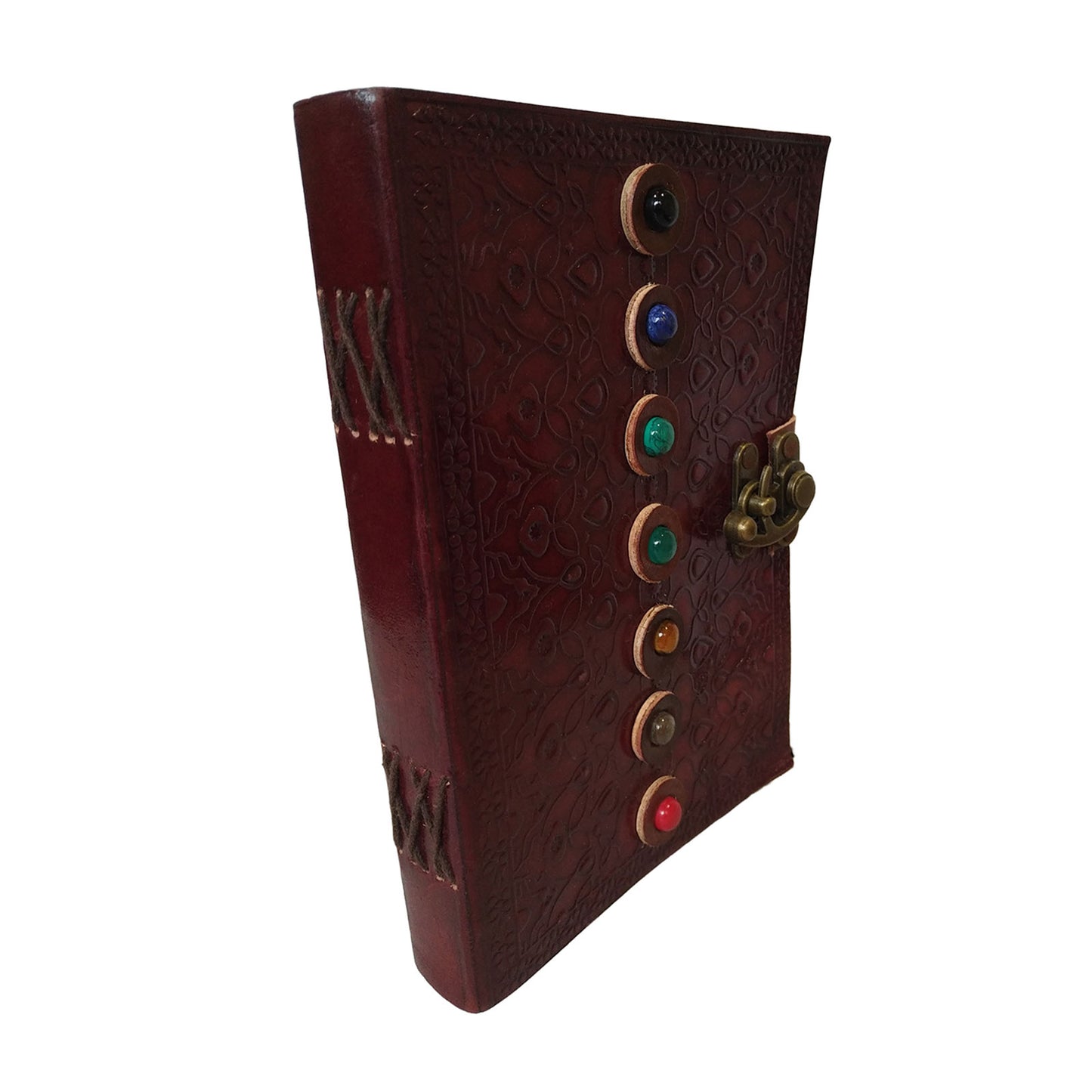 Brown Embossed Seven Stones Diary Genuine Leather Everyday Oragniser