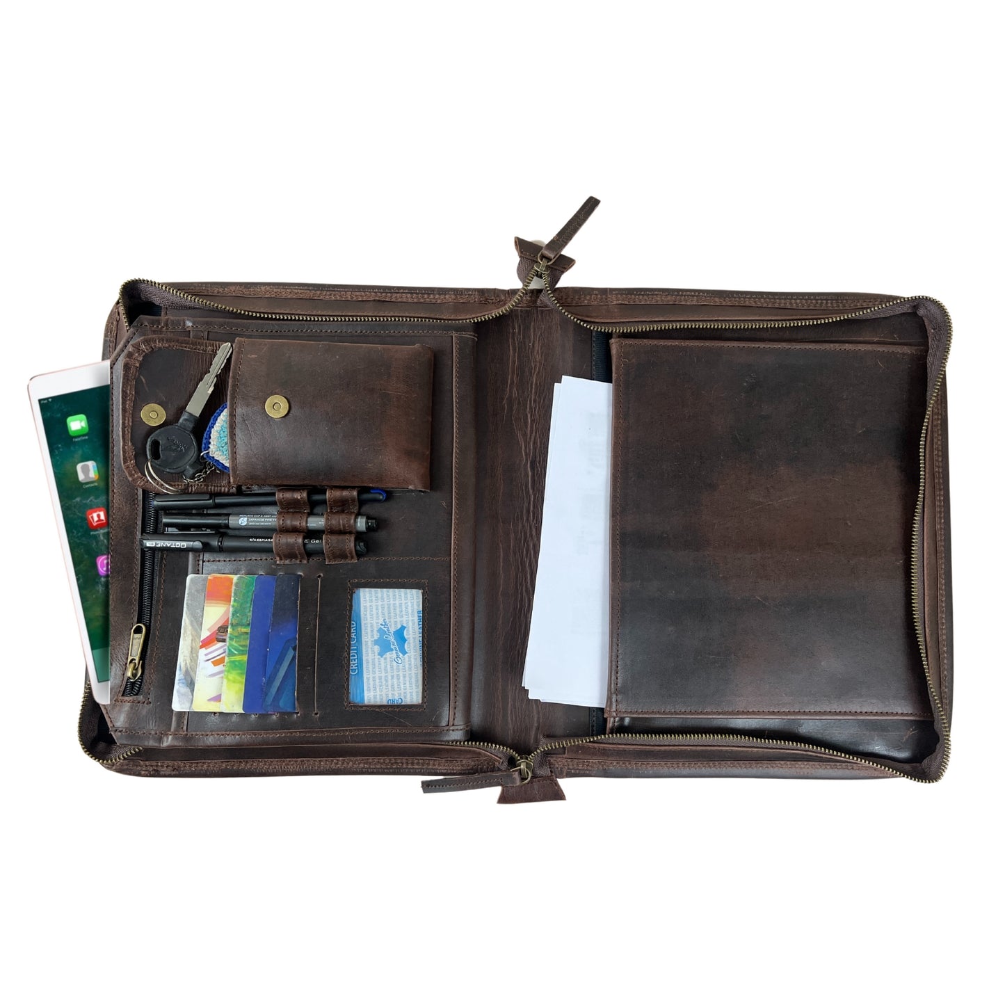 Buffalo Leather File folder Business Padfolio iPad Holder Document Organizer-GBLF2BROWN