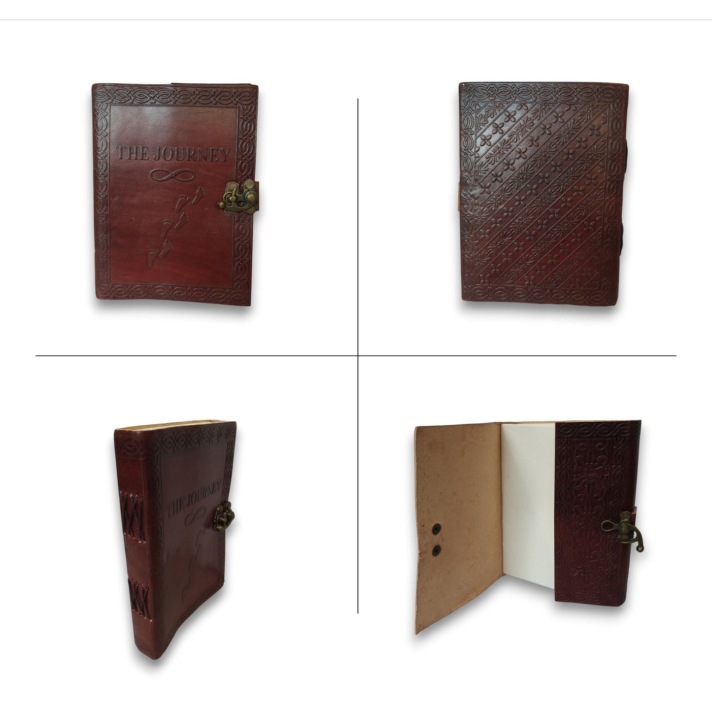 Embossed Personal Brown Diary Genuine Leather Schedule Planner Notebook
