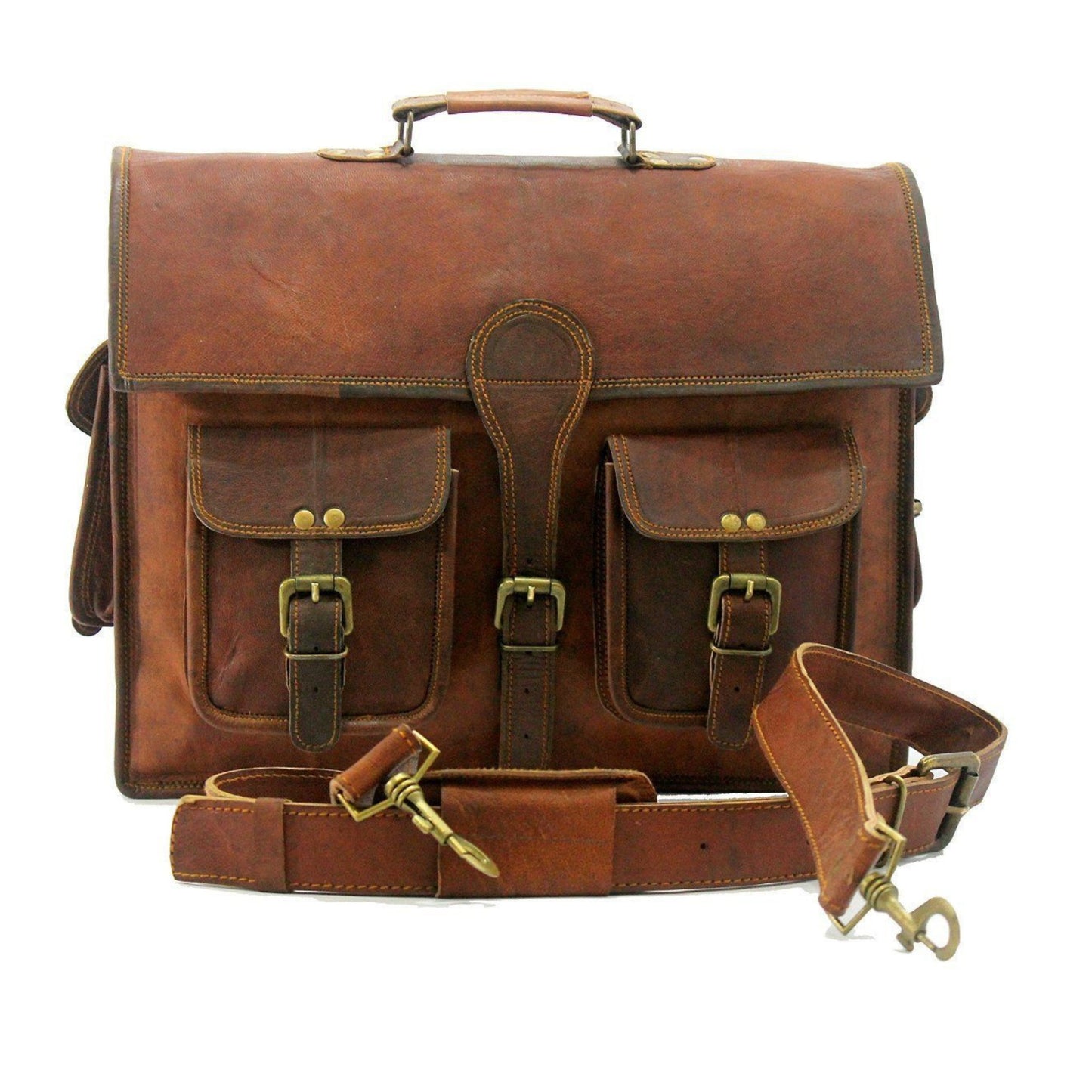 Genuine Leather Laptop Crossbody Business Messenger Men's Office Briefcase Bag