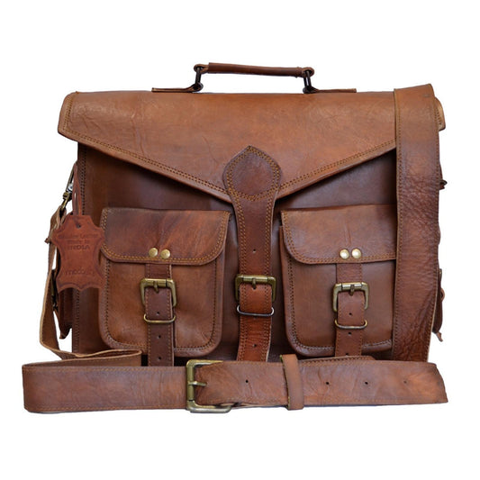 Men Genuine Leather Briefcase Office Messenger Laptop Shoulder Bag