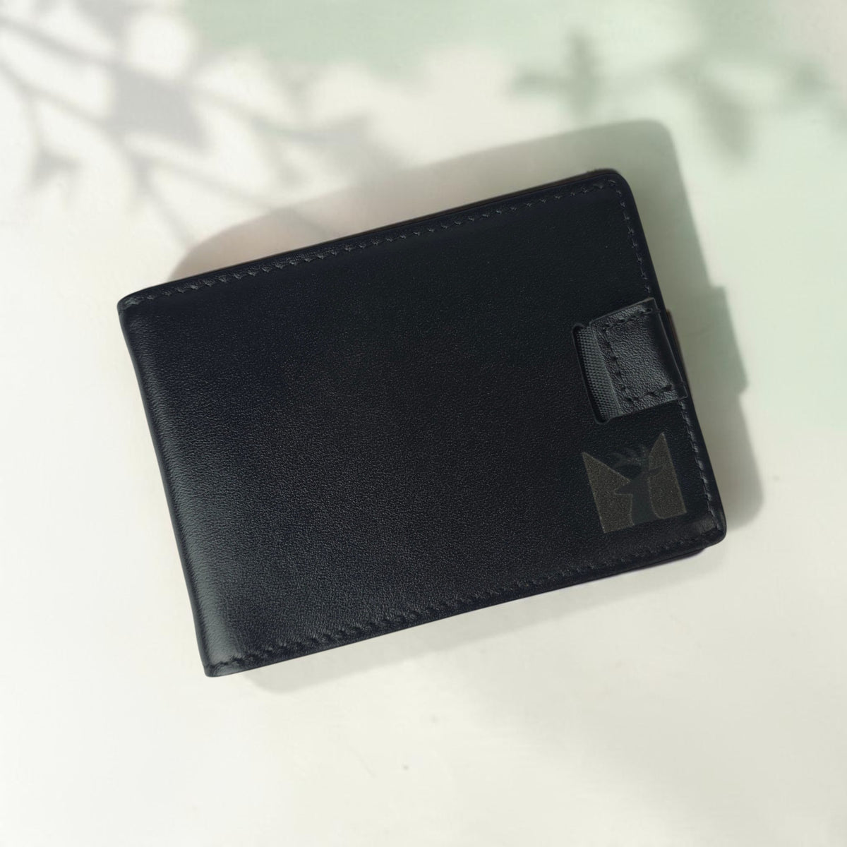 Men’s Genuine Leather Bifold Wallet Black With 5 Card Slots & Metal Money Clip