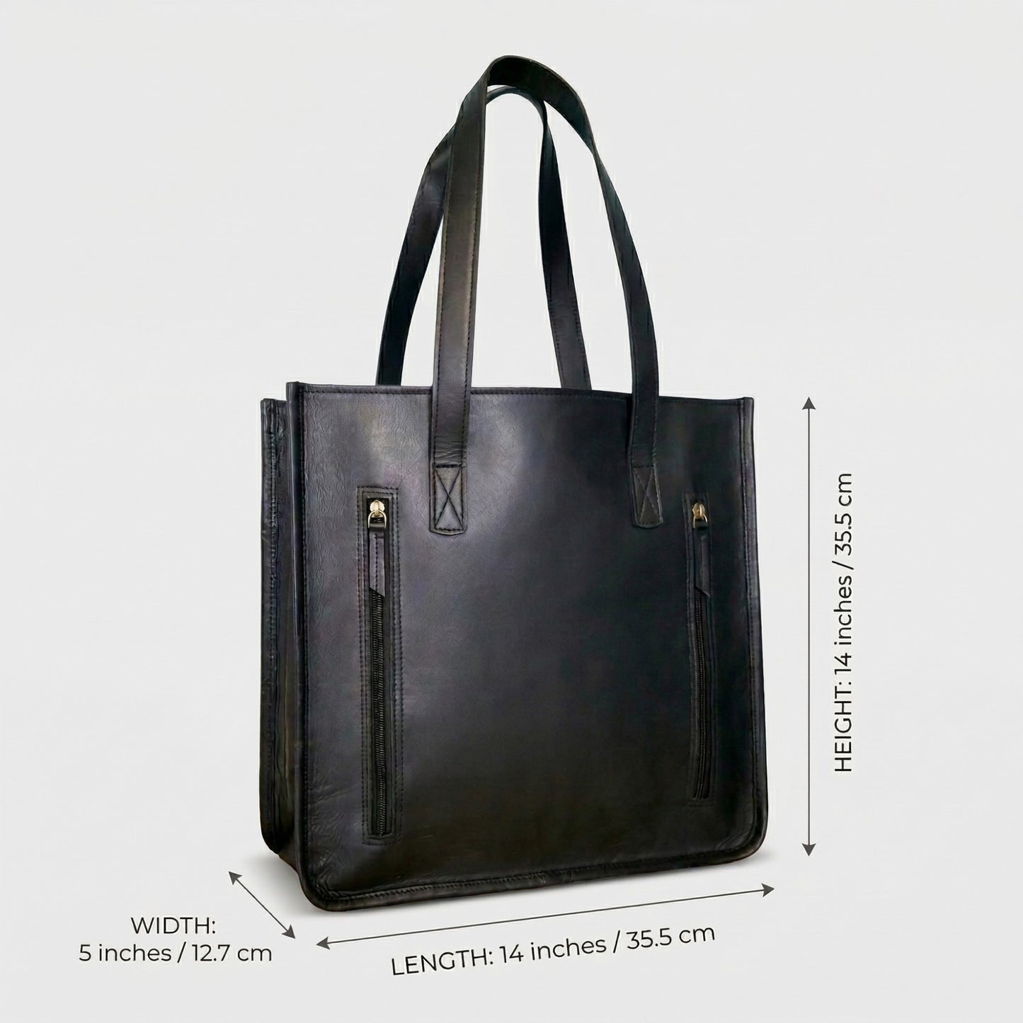 Women’s Genuine Leather Black Tote Bag – Large Shoulder Handbag with Laptop Sleeve, Handmade Office Shopper Purse with Multiple Pockets for Work, Travel & Daily Use