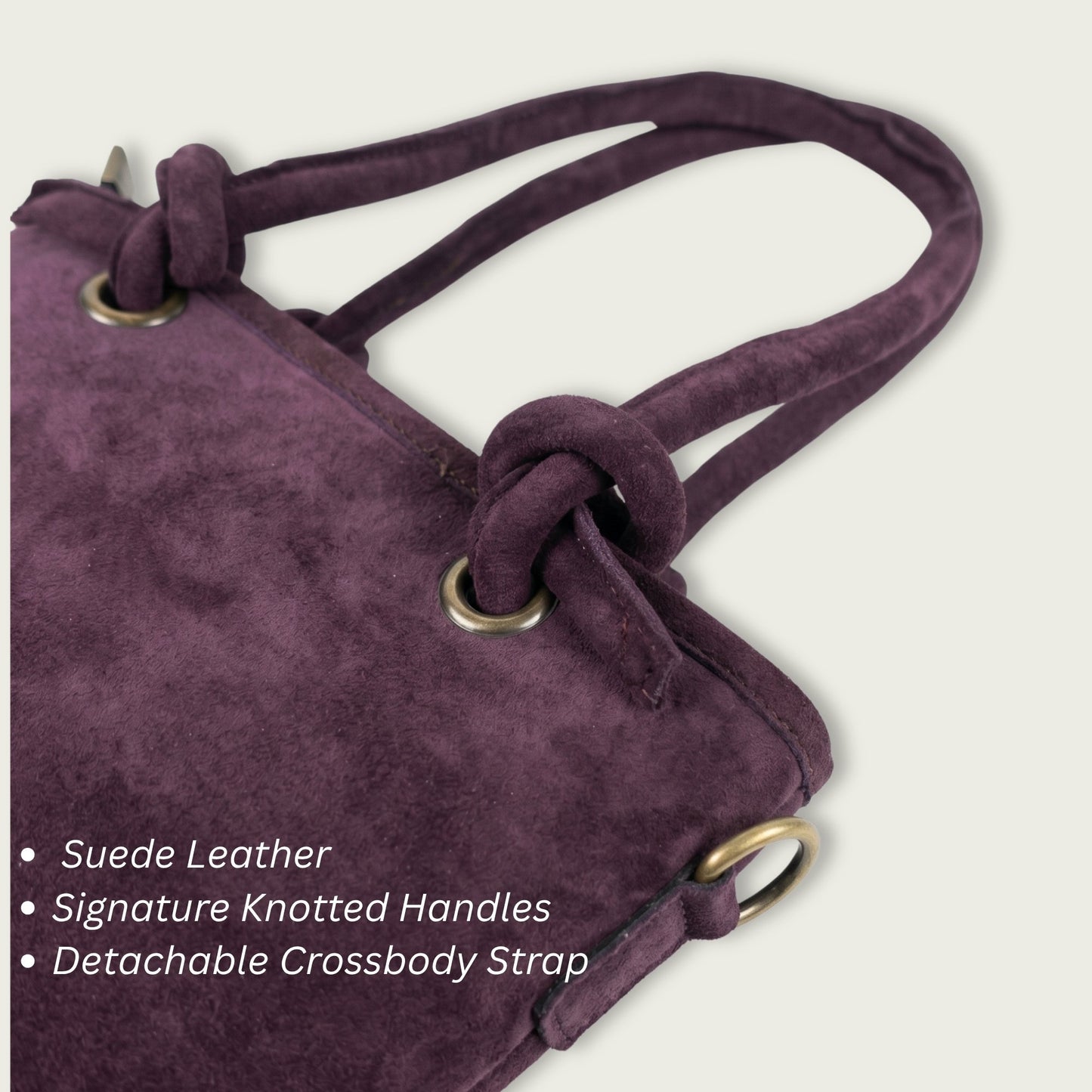 Plum Suede Leather Crossbody Handbag Women's Mini Tote Purse