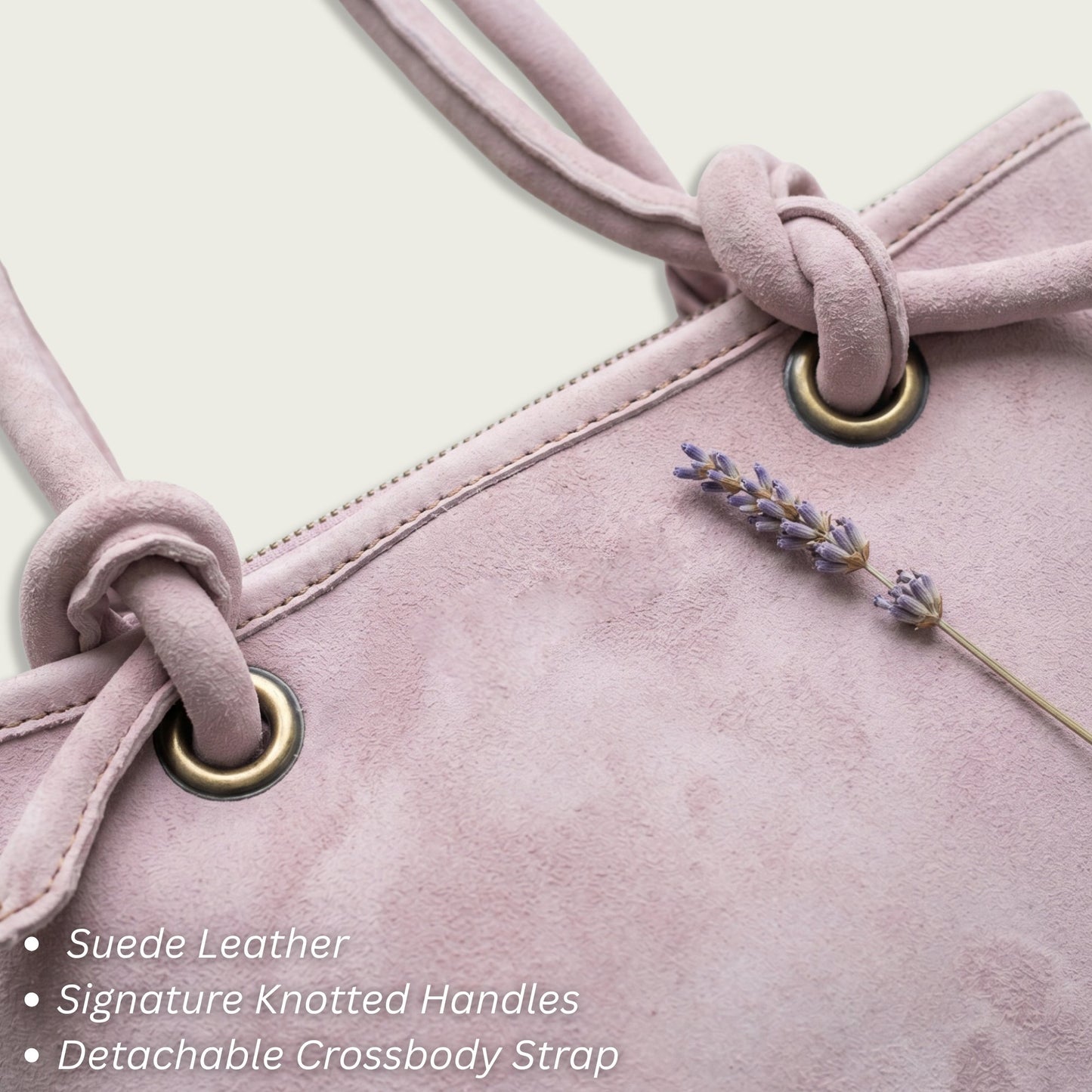 Blush pink Suede Leather Crossbody Handbag Women's Mini Tote Purse