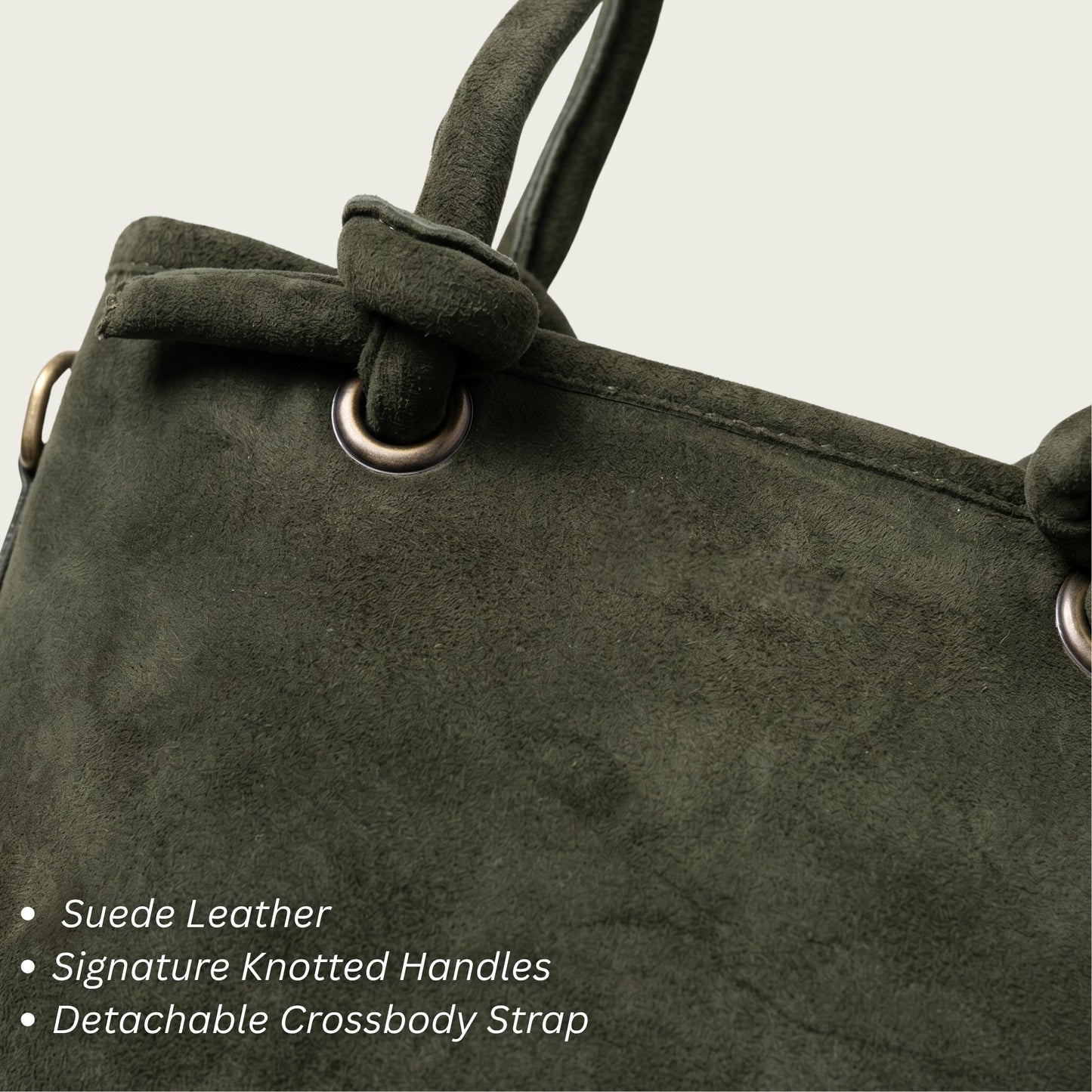 Forest Green Suede Leather Crossbody Handbag Women's Mini Tote Purse