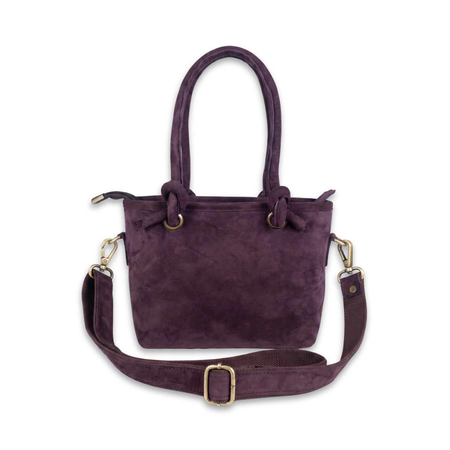 Plum Suede Leather Crossbody Handbag Women's Mini Tote Purse