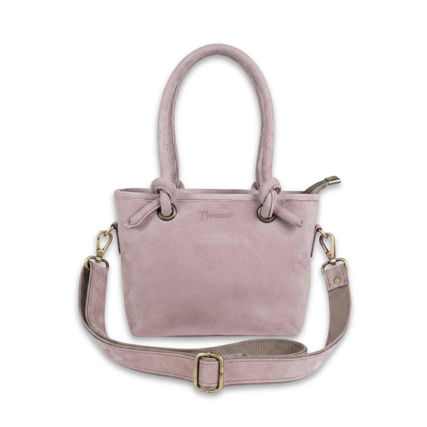 Blush pink Suede Leather Crossbody Handbag Women's Mini Tote Purse