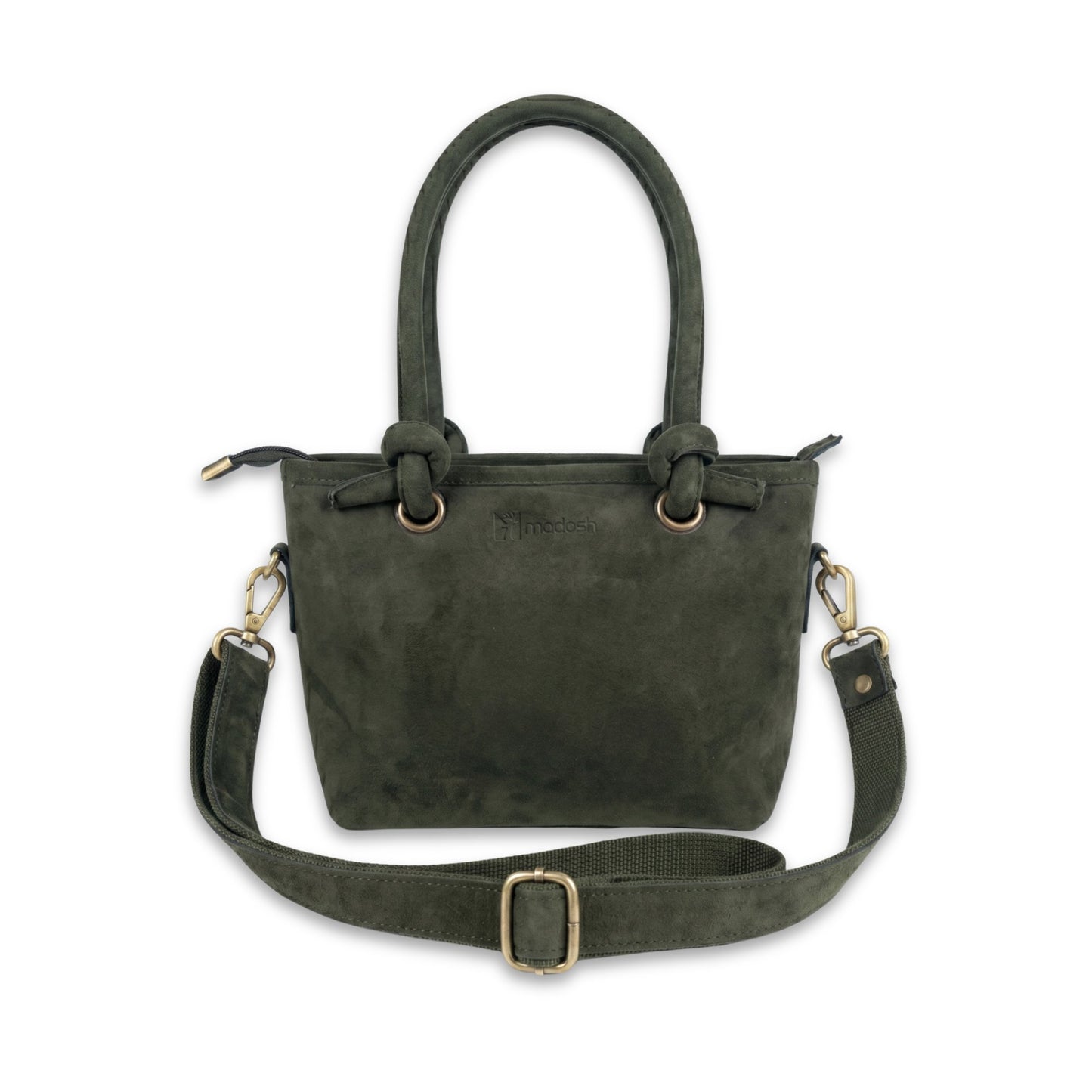 Forest Green Suede Leather Crossbody Handbag Women's Mini Tote Purse