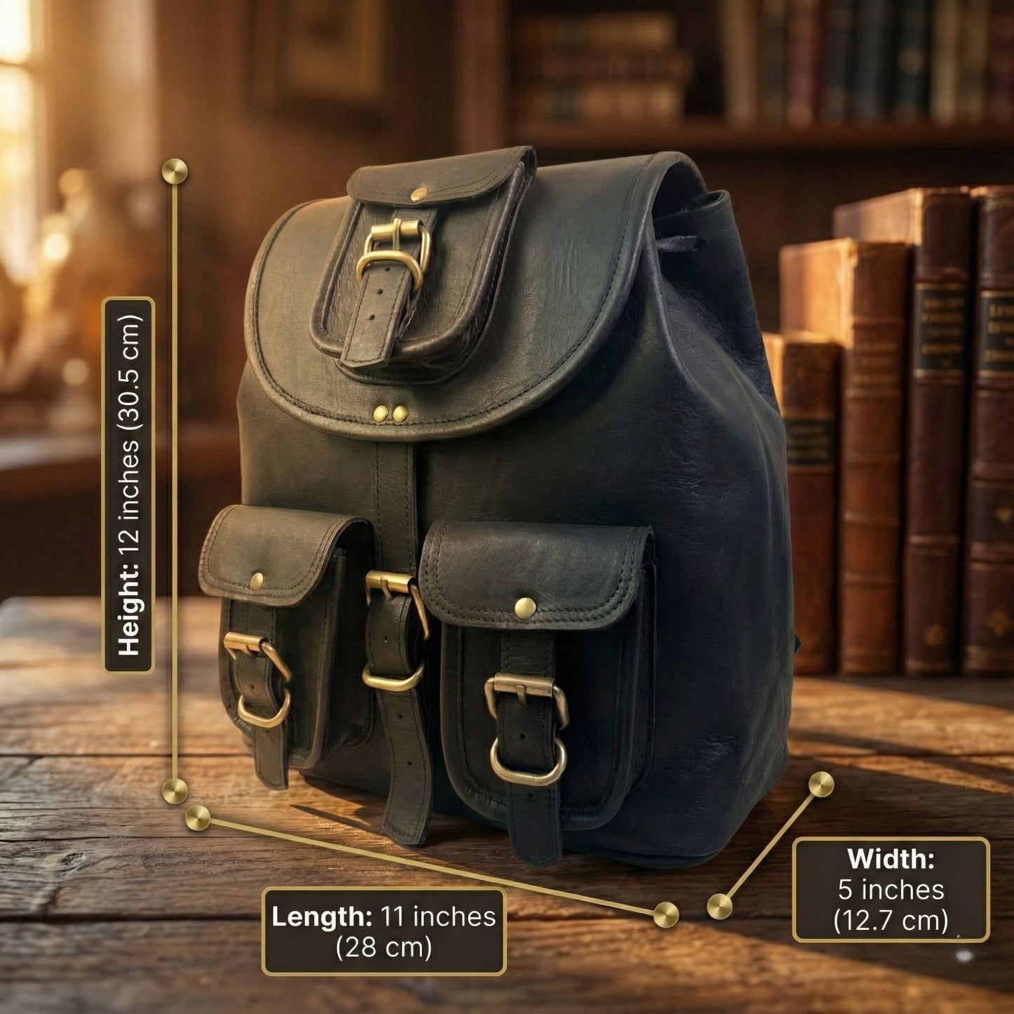 Black Genuine Leather Laptop Backpack Sports Hiking Daypacks Carryall Rucksack Casual Shoulder Bookbag