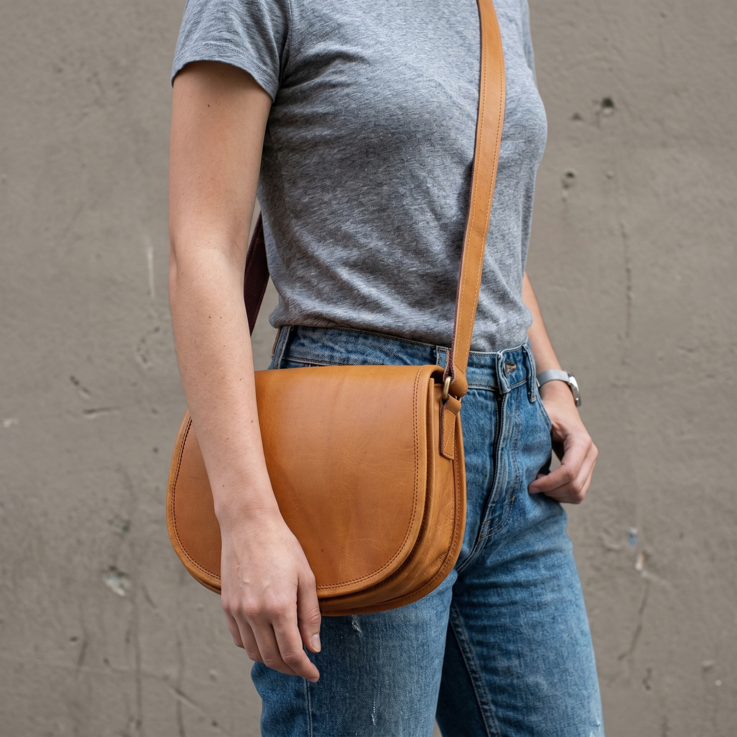 Women's Saddle Crossbody Handbag Genuine Leather Evening Shoulder Sling Bag-YELLOW
