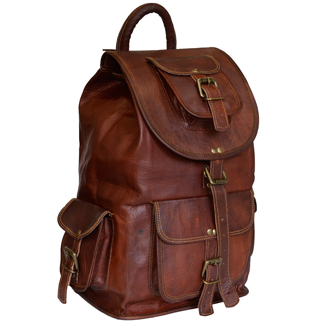 Vintage Genuine Leather 16" Rucksack Luggage Travel Hiking Bag. Terra Series(Ranger)