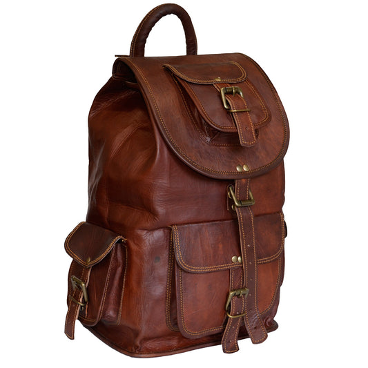 Vintage Genuine Leather 16" Rucksack Luggage Travel Hiking Bag. Terra Series(Ranger)