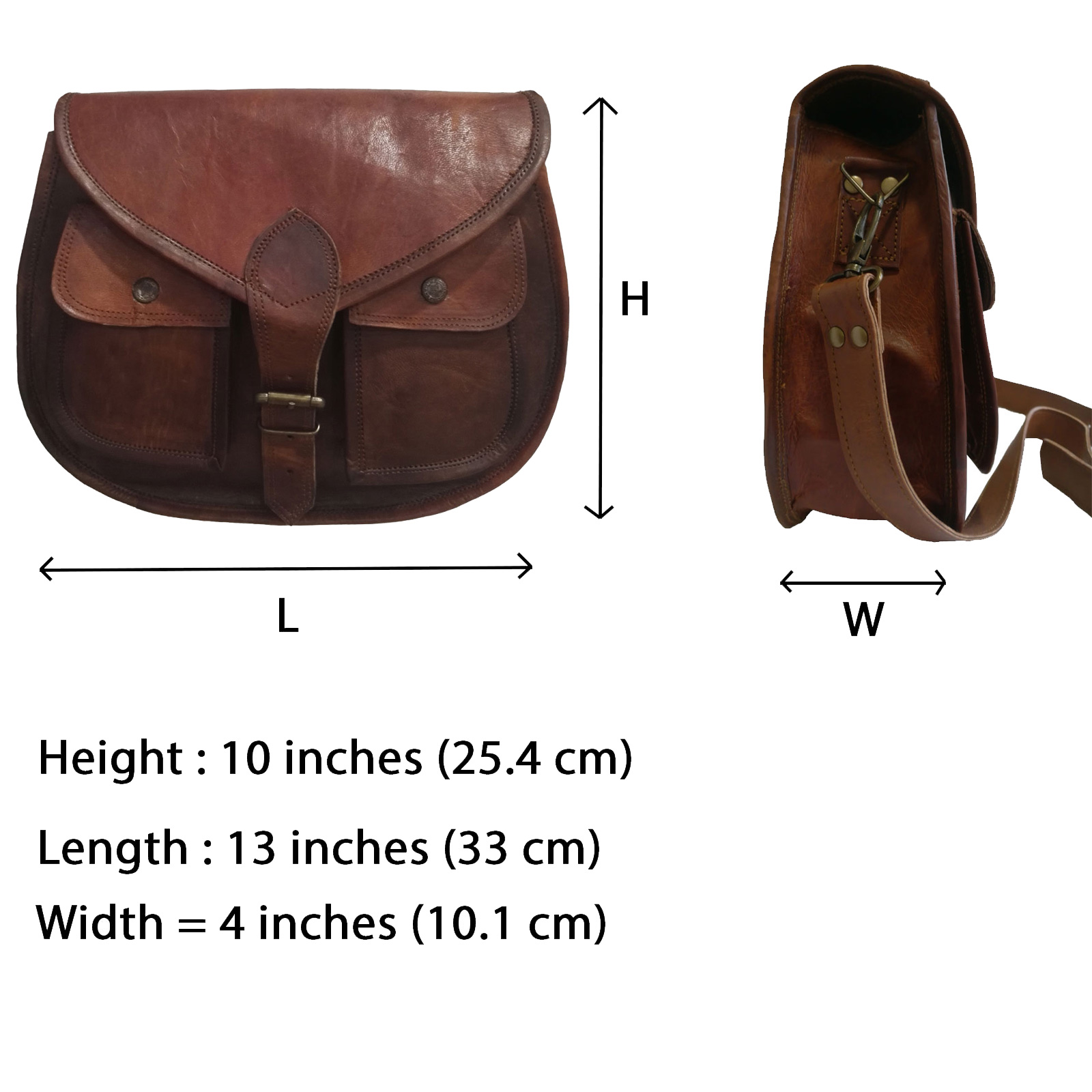 Genuine Brown Leather Women's Saddle-Style Purse Everyday Sling Handbag Crossbody Bag